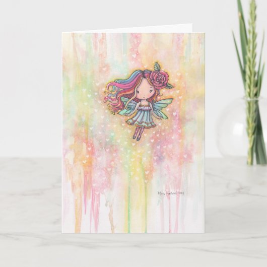 Schattig Hartfee Watercolor Kunstwerk Kaart (Voorkant)
