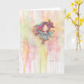 Schattig Hartfee Watercolor Kunstwerk Kaart (Gele Bloem)