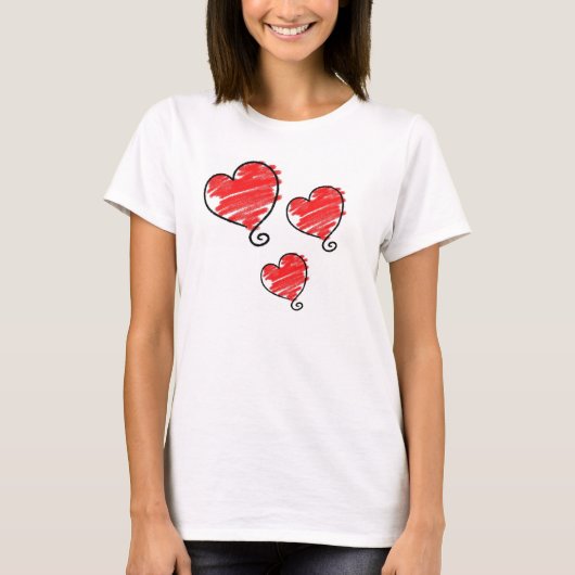 Schattig hartje met bubbels in het rood t-shirt (Voorkant)
