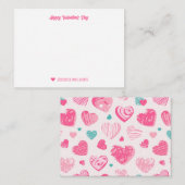 Schattig Hartpatroon Roze Valentijnsdag Notitiekaartje (Voorkant / Achterkant)