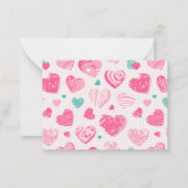 Schattig Hartpatroon Roze Valentijnsdag Notitiekaartje (Achterkant)