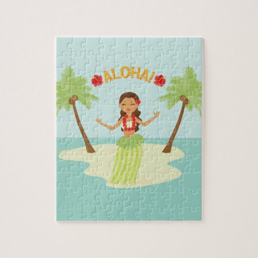 Schattig Hawaiiaans Luau Hula Meisje Puzzel (Verticaal)