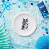 Schattig HD Alaskan Malamute Puppy Portrait - Embr Papieren Bordje (Feest)