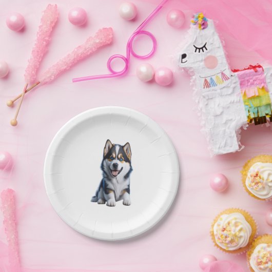 Schattig HD Alaskan Malamute Puppy Portrait - Embr Papieren Bordje (Feest)