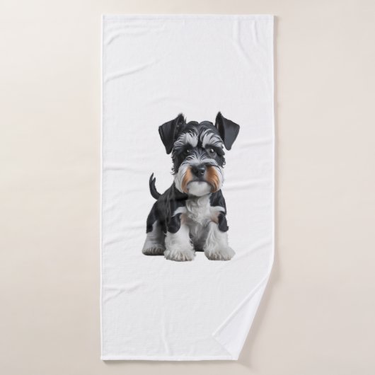 Schattig HD Miniatuur Schnauzer Puppy Portrait - E Badhanddoek (Badhanddoek)