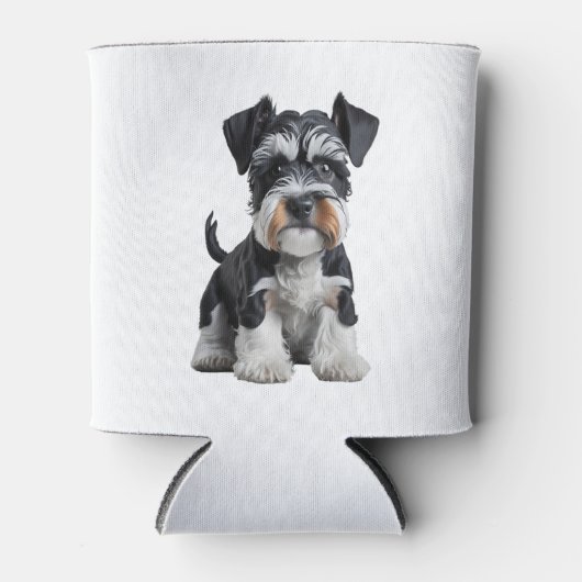 Schattig HD Miniatuur Schnauzer Puppy Portrait - E Blikjeskoeler (Voorkant)