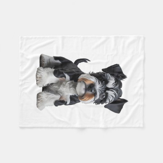 Schattig HD Miniatuur Schnauzer Puppy Portrait - E Fleece Deken (Voorkant (Horizontaal))