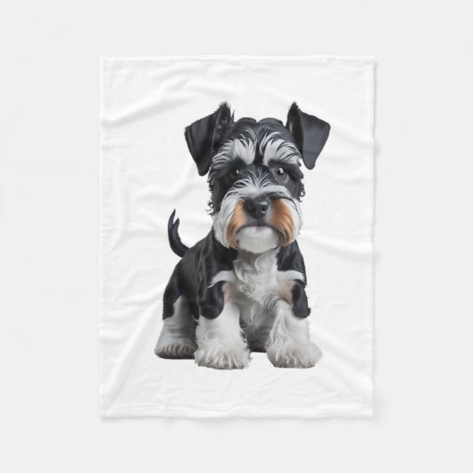 Schattig HD Miniatuur Schnauzer Puppy Portrait - E Fleece Deken (Voorkant)