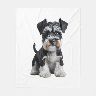 Schattig HD Miniatuur Schnauzer Puppy Portrait - E Fleece Deken
