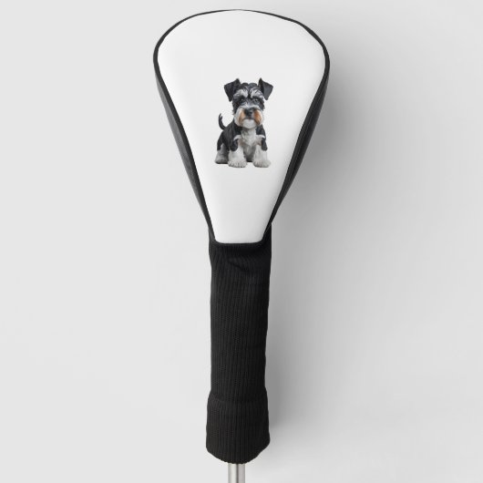 Schattig HD Miniatuur Schnauzer Puppy Portrait - E Golfheadcover (Voorkant)