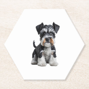 Schattig HD Miniatuur Schnauzer Puppy Portrait - E Kartonnen Onderzetters