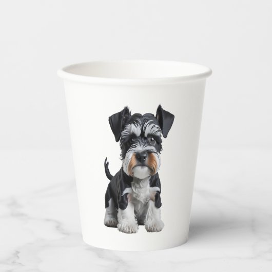 Schattig HD Miniatuur Schnauzer Puppy Portrait - E Papieren Bekers (Voorkant)