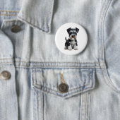 Schattig HD Miniatuur Schnauzer Puppy Portrait - E Ronde Button 5,7 Cm (In situ)