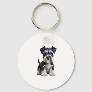 Schattig HD Miniatuur Schnauzer Puppy Portrait - E Sleutelhanger