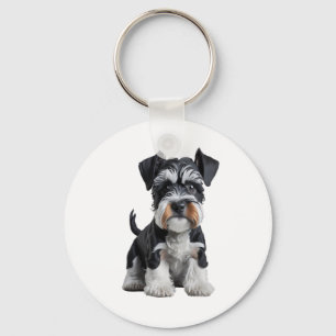 Schattig HD Miniatuur Schnauzer Puppy Portrait - E Sleutelhanger