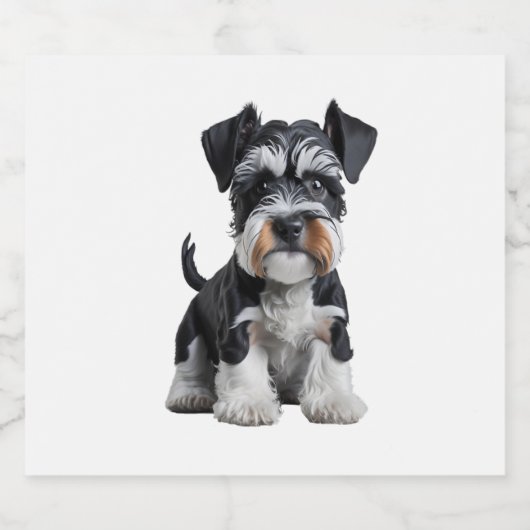 Schattig HD Miniatuur Schnauzer Puppy Portrait - E Sparkling Wijnetiket (Enkel label)