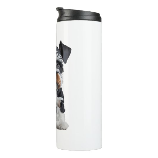 Schattig HD Miniatuur Schnauzer Puppy Portrait - E Thermosbeker (Geroteerd rechts)