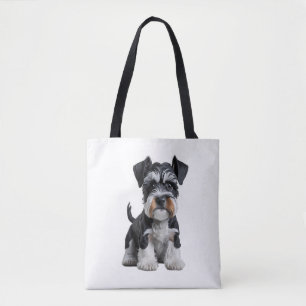 Schattig HD Miniatuur Schnauzer Puppy Portrait - E Tote Bag