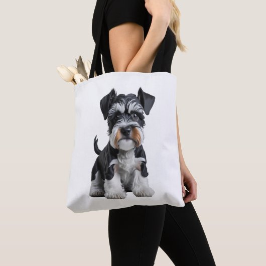 Schattig HD Miniatuur Schnauzer Puppy Portrait - E Tote Bag (Dichtbij)