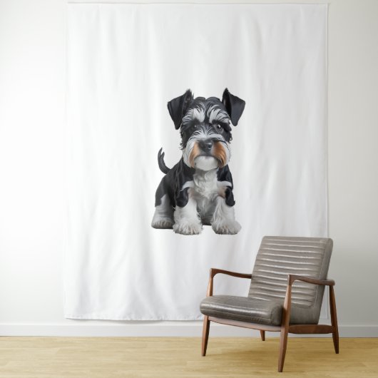 Schattig HD Miniatuur Schnauzer Puppy Portrait - E Wandkleed (In situ)