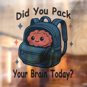 Schattig “Heb je vandaag je brein ingepakt?” Herse Raamsticker