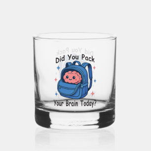 Schattig “Heb je vandaag je brein ingepakt?” Herse Whisky Glas