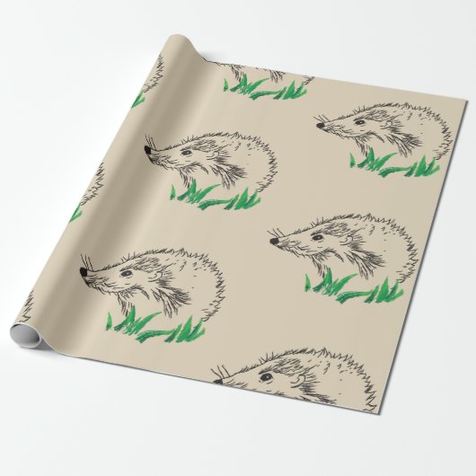 Schattig Hedgehog Drawing Wrapping Papier (Uitgerold)