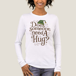 Schattig Heeft Iemand Een Knuffel Elf W Lange Mouw Tri-Blend Shirt