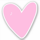 Schattig Heet Roze Hart Contour Sticker (Voorkant)