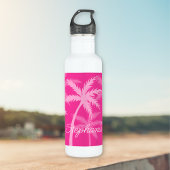 Schattig heet roze palmboom magenta monogram waterfles