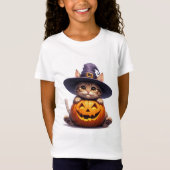 Schattig Heksenkatje met Jack O Lantern 🎃 T-shirt (Voorkant)