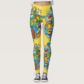 Schattig Helder geel reiziger Cartoon artwork Leggings