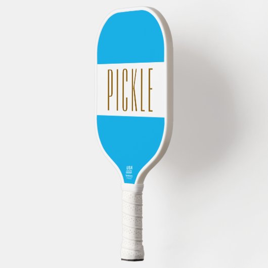 Schattig Helder Hemelsblauw Wit PICKLE Strepen Tek Pickleball Paddle (Links)