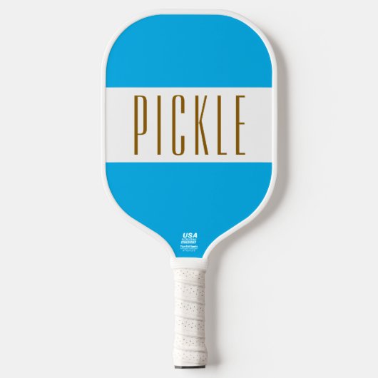 Schattig Helder Hemelsblauw Wit PICKLE Strepen Tek Pickleball Paddle (Voorkant)