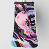 Schattig Helder Kleurrijk Neon Zebra Anime Meisje Golfheadcover (Draai 90)