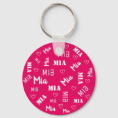 Schattig Helder Roze Word Art Cloud Hartnaam Custo Sleutelhanger (Voorkant)