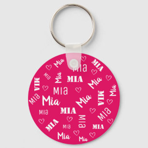 Schattig Helder Roze Word Art Cloud Hartnaam Custo Sleutelhanger