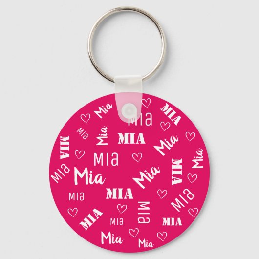 Schattig Helder Roze Word Art Cloud Hartnaam Custo Sleutelhanger (Voorkant)