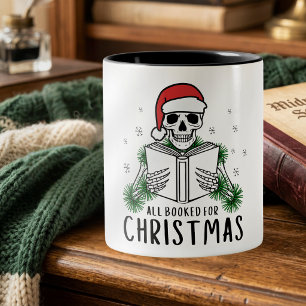Schattig helemaal geboekt voor kerst Boekliefhebbe Tweekleurige Koffiemok