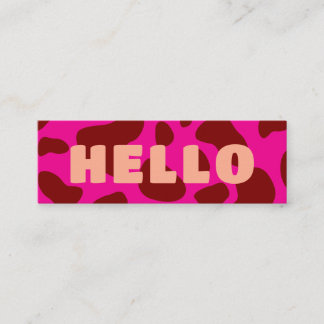 Schattig HELLO Koeienprint Burgundy Perzik en Heet Mini Visitekaartje