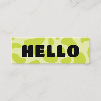 Schattig HELLO Koeienprint Zwart Salie en Limoengr Mini Visitekaartje