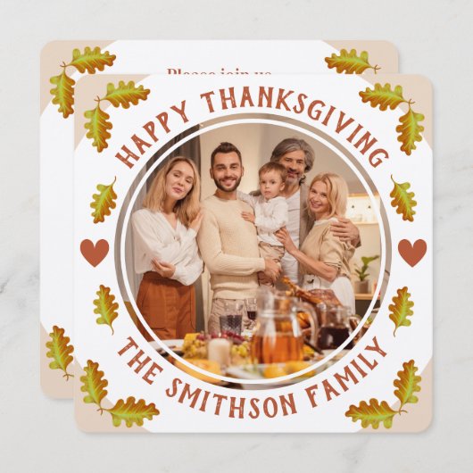 Schattig herfst eikenblad Thanksgiving familiefees Kaart (Voorkant / Achterkant)