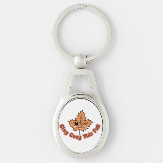 Schattig herfstblad, Blijf knus deze herfst Sleutelhanger (Voorkant)