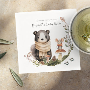 Schattig herfstbos Baby Shower servetten