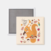 Schattig herfsteekhoorn met aangepaste tekst   magneet (Voorkant / Achterkant)