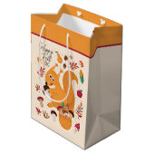 Schattig herfsteekhoorn met aangepaste tekst medium cadeauzakje (Achterkant Gekanteld)