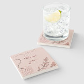 schattig herfstfloreel en geometrisch abstract gra stenen onderzetter (Zijkant)