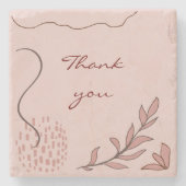 schattig herfstfloreel en geometrisch abstract gra stenen onderzetter (Voorkant)