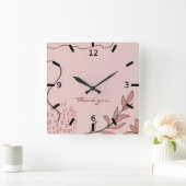 schattig herfstfloreel en geometrisch abstract gra vierkante klok (Huis)