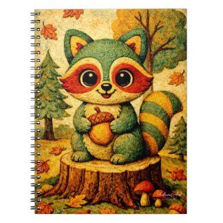 Schattig herfstwoud Wasbeer met eikel Notitieboek